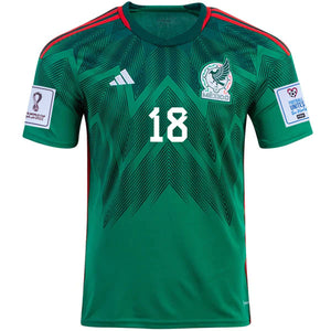 adidas Mexico Andres Guardado Home Jersey w/ World Cup 2022 Patches 22/23 (Vivid Green)