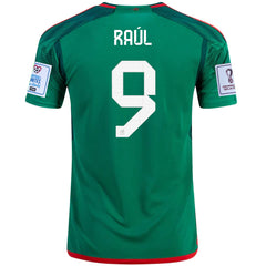 Adidas Mexico Raul Jimenez Home Long Sleeve Jersey 22/23 w/ World Cup 2022 Patches (Vivid Green) Size XL