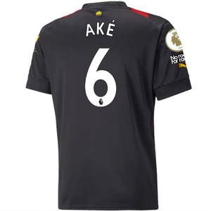 Puma Manchester City Nathan Ake Away Jersey w/ EPL + No Room For Racism Patches 22/23 (Puma Black/Tango Red)