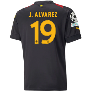 Puma Manchester City Julian Alvarez Away Jersey w/ Champions League Patches 22/23 (Puma Black/Tango Red)