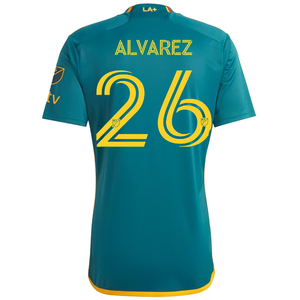 adidas LA Galaxy Alvarez Away Jersey w/ MLS + Apple TV Patches 23/24 (Green/Yellow)