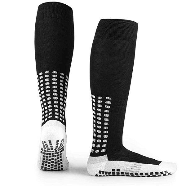 Anti-Slip Knee High Grip Socks (Black) | SoccerWearhouse