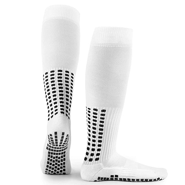 Anti-Slip Knee High Grip Socks (White) | SoccerWearhouse