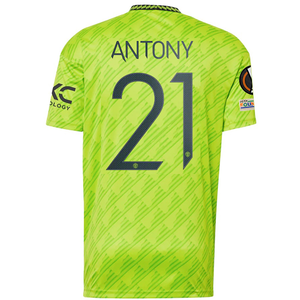 adidas Manchester United Antony Third Jersey w/ Europa League Patches 22/23 (Solar Slime)