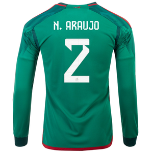 adidas Mexico Nestor Araujo Home Long Sleeve Jersey 22/23 (Vivid Green)