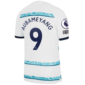 Nike Chelsea Aubameyang Away Jersey w/ EPL + Club World Cup Patches 22/23 (White/College Navy)