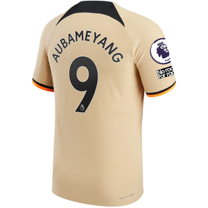 Nike Chelsea Match Authentic Aubameyang Third Jersey w/ EPL + No Room For Racism + Club World Cup Patch 22/23 (Sesame/Black)