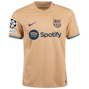 Nike Barcelona Away Jersey w/ Champions League Patches 22/23 (Club Gold)