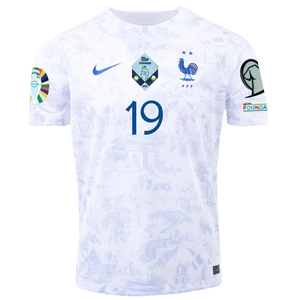 Nike France Karim Benzema Away Jersey w/ Nations League Champion Patch + Euro Qualifying Patches 22/23 (White)
