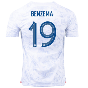 Nike France Karmin Benzema Away Jersey w/ World Cup Champion Patch 22/23 (White)