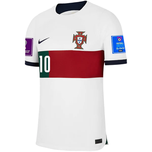 Nike Portugal Bernardo Silva Away Jersey w/ World Cup 2022 Patches 22/23 (Sail/Obsidian)