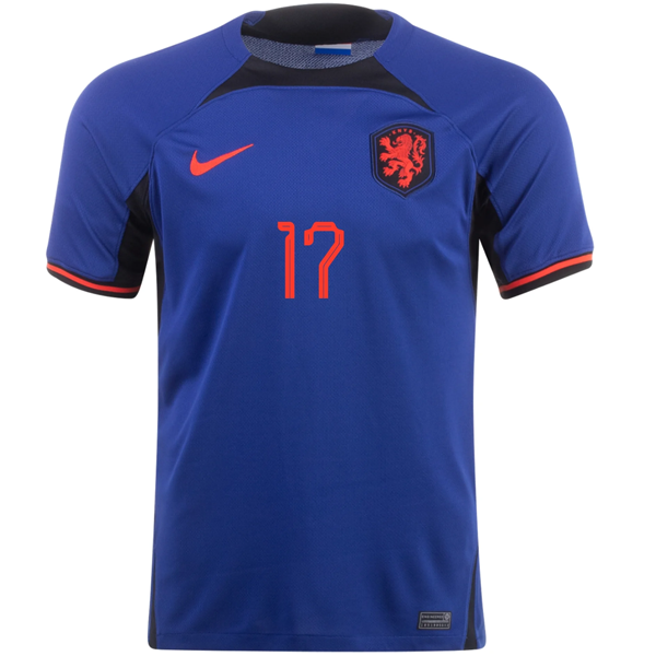 Camiseta Nike Holanda Daley Blind Visitante 22/23 (Azul Profundo/Rojo Habanero)