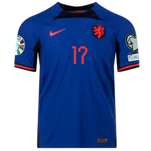 Nike Netherlands Daley Blind Match Authentic Away Jersey w/ Euro Qualifying Patches 22/23 (Deep Royal/Habanero Red)