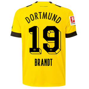 Puma BVB Dortmund Julian Brandt Home Jersey w/ Bundesliga Patch 22/23 (Cyber Yellow/Black)