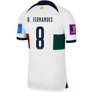 Nike Portugal Bruno Fernandes Away Jersey w/ World Cup 2022 Patches 22/23 (Sail/Obsidian)