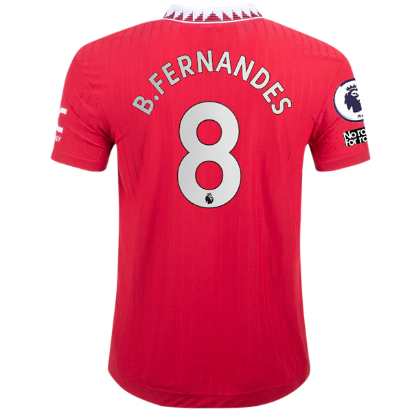 Adidas Manchester United Authentic Bruno Fernandes Home Jersey w/ EPL + No Room for Racism Patches 22/23 (Real Red) Size XXL