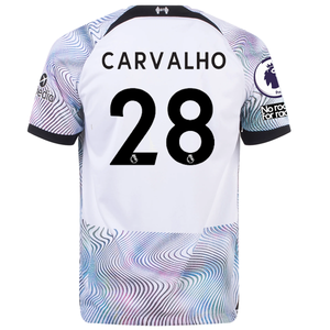 Nike Liverpool Carvalho Away Jersey w/ EPL + No Room For Racism Patches 22/23 (White/Black)