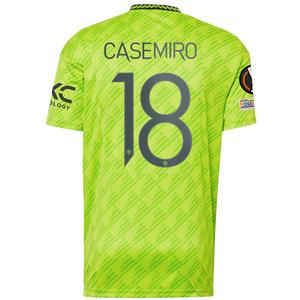 adidas Manchester United Casemiro Third Jersey w/ Europa League Patches 22/23 (Solar Slime)
