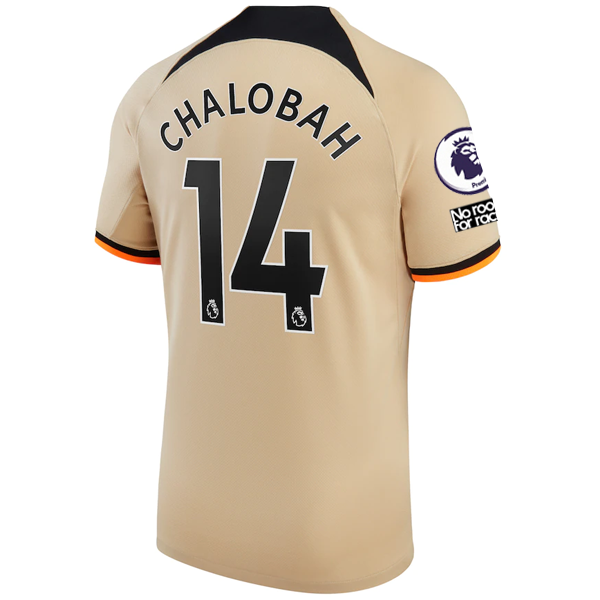Nike Chelsea Chalobah Tercera camiseta con EPL + Sin espacio para el racismo + Parches de la Copa Mundial de Clubes 22/23 (sésamo/negro)