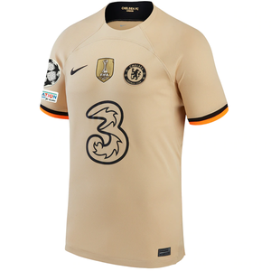 Nike Chelsea Third Jersey w/ Champions League + Club World Cup Patches 22/23 (Sesame/Black)