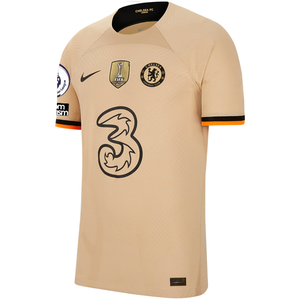 Nike Chelsea Match Authentic Chalobah Third Jersey w/ EPL + No Room For Racism + Club World Cup Patch 22/23 (Sesame/Black)