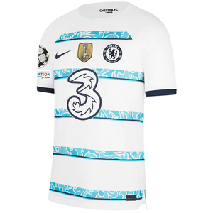 Nike Chelsea Fofana Away Jersey w/ Champions League + Club World Cup Patches 22/23 (White/College Navy)