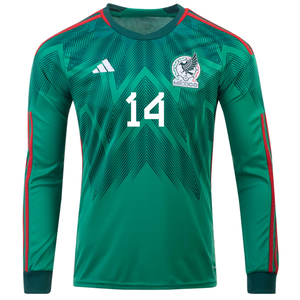 adidas 2022-23 Mexico Home Long-Sleeve Jersey - Green-Red