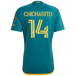 adidas LA Galaxy Chicharito Away Jersey w/ MLS + Apple TV Patches 23/24 (Green/Yellow)