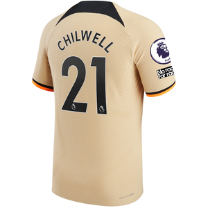 Nike Chelsea Match Authentic Ben Chilwell Third Jersey w/ EPL + No Room For Racism + Club World Cup Patch 22/23 (Sesame/Black)