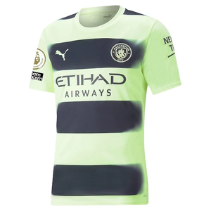 Puma Manchester City Erling Haaland Third Jersey w/ EPL + No Room For Racism Patches 22/23 (Fizzy Light/Parisian Night)