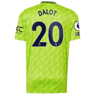 adidas Manchester United Diogo Dalot Third Jersey w/ EPL + No Room For Racism Patches 22/23 (Solar Slime)