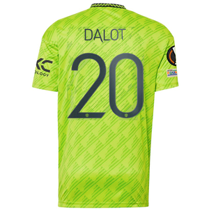 adidas Manchester United Diogo Dalot Third Jersey w/ Europa League Patches 22/23 (Solar Slime)