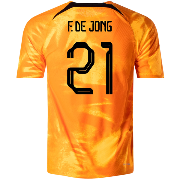 Nike Holanda Frenkie De Jong Match Authentic Home Jersey 22/23 (Naranja láser/Negro)