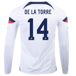 Nike United States Luca De La Torre Home Long Sleeve Jersey 22/23 (White/Loyal Blue)