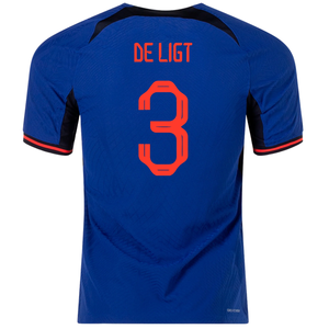 Camiseta Nike Holanda De Ligt Match Authentic Visitante 22/23 (Azul Profundo/Rojo Habanero)