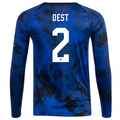 Nike United States Sergino Dest Long Sleeve Away Jersey 22/23 (Bright Blue/White)