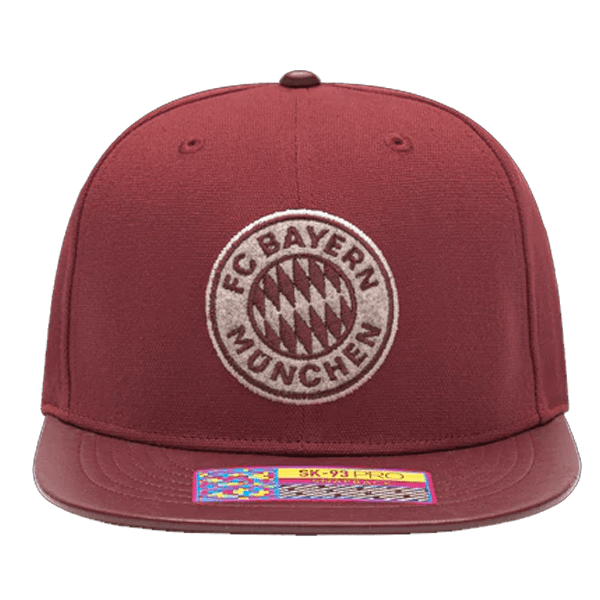 Fan Ink Bayern Munich Tape Snapback Hat (Dark Red) | SoccerWearhouse