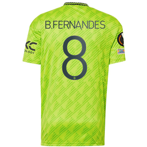 adidas Manchester United Bruno Fernandes Third Jersey w/ Europa League Patches 22/23 (Solar Slime)