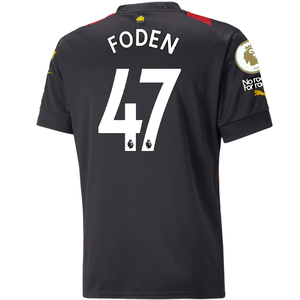 Puma Manchester City Phil Foden Away Jersey w/ EPL + No Room For Racism Patches 22/23 (Puma Black/Tango Red)
