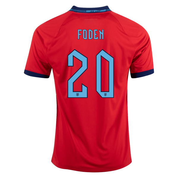 Nike Inglaterra Phil Foden Away Jersey 22/23 (Challenge Red/Blue Void)
