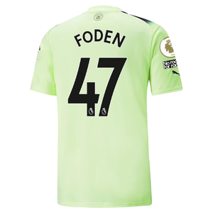 Puma Manchester City Phil Foden Third Jersey w/ EPL + No Room For Racism Patches 22/23 (Fizzy Light/Parisian Night)