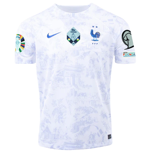 Nike France Away Jersey w/ Nations League Champion Patch + Euro Qualifying Patches 22/23 (White)