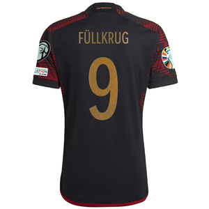 adidas Germany Fullkrug Away Jersey w/ Euro Qualifier Patches 22/23 (Black/Burgundy)