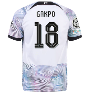 Nike Liverpool Cody Gakpo Away Jersey w/ Champions League Patches 22/23 (White/Black)