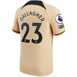 Nike Chelsea Match Authentic Connor Gallagher Third Jersey w/ EPL + No Room For Racism Patches 22/23 (Sesame/Black)