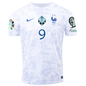 Nike France Oliver Giroud Away Jersey w/ Nations League Champion Patch + Euro Qualifying Patches 22/23 (White)