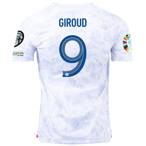 Nike France Oliver Giroud Away Jersey w/ Nations League Champion Patch + Euro Qualifying Patches 22/23 (White)