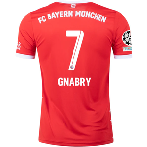adidas Bayern Munich Serge Gnabry Home Jersey w/ Champions League Patches 22/23 (Red/White)