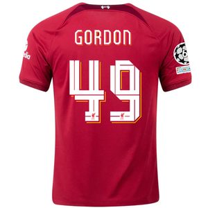 Nike Liverpool Kaide Gordon Home Jersey w/ Champions League Patches 22/23 (Tough Red/Team Red)