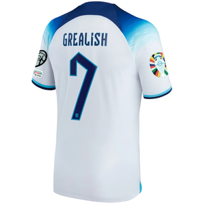 Nike England Jack Grealish Home Jersey w/ Euro Qualifying Patches 22/23 (White/Blue Fury/Blue Void)